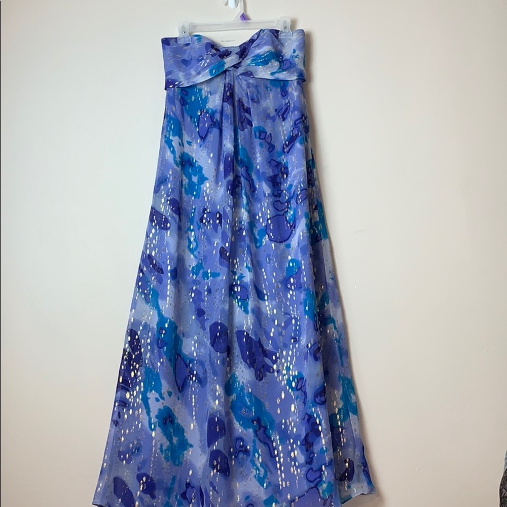 Blue & Gold Strapless Dress - Picture 3 of 8